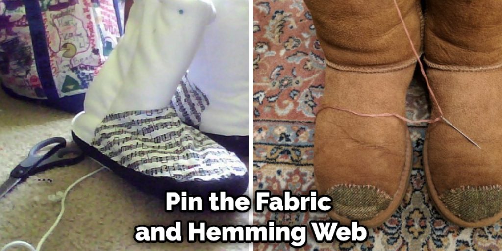 Pin the Fabric and Hemming Web